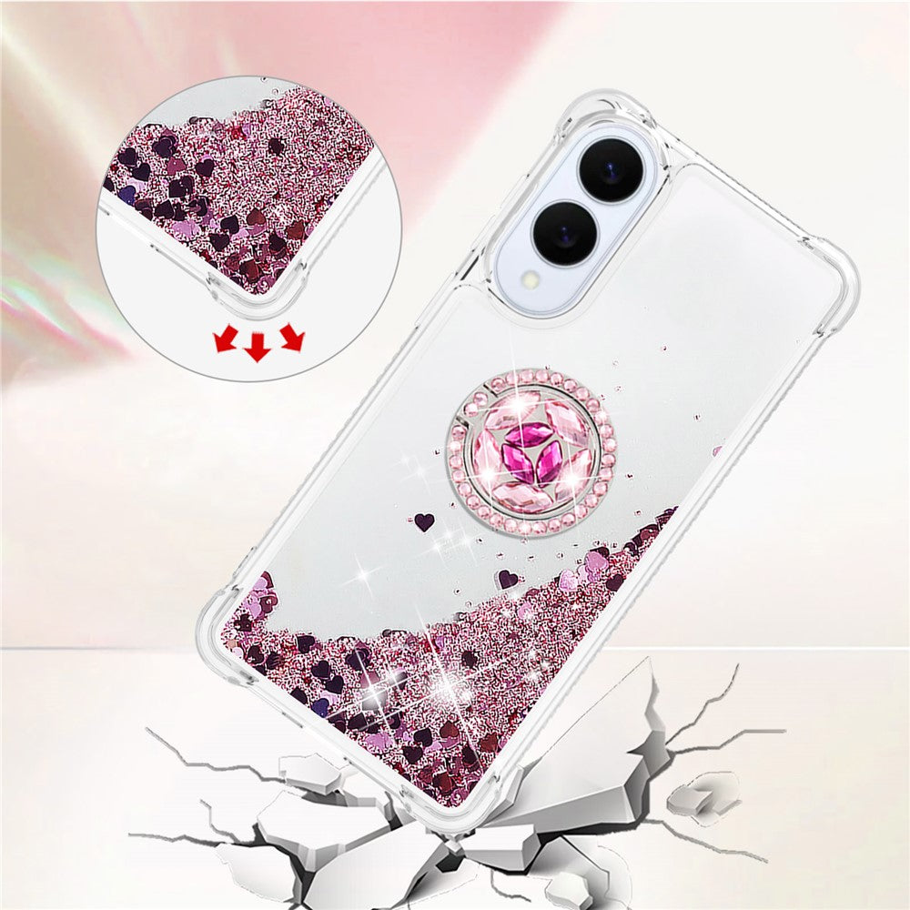 For Samsung Galaxy S25 Edge TPU Case with Kickstand Quicksand Shockproof Cover