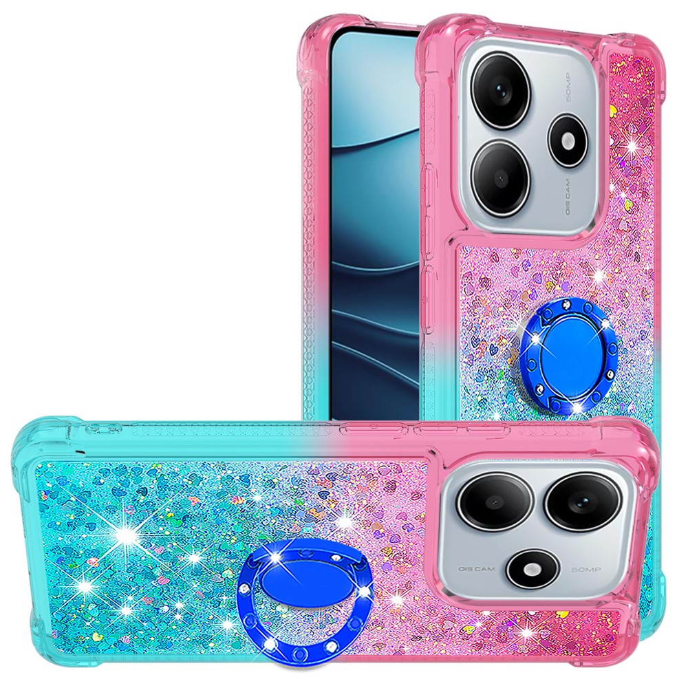 For Xiaomi Redmi Note 14 4G (164.84mm) TPU Case with Kickstand Gradiant Quicksand Shockproof Cover