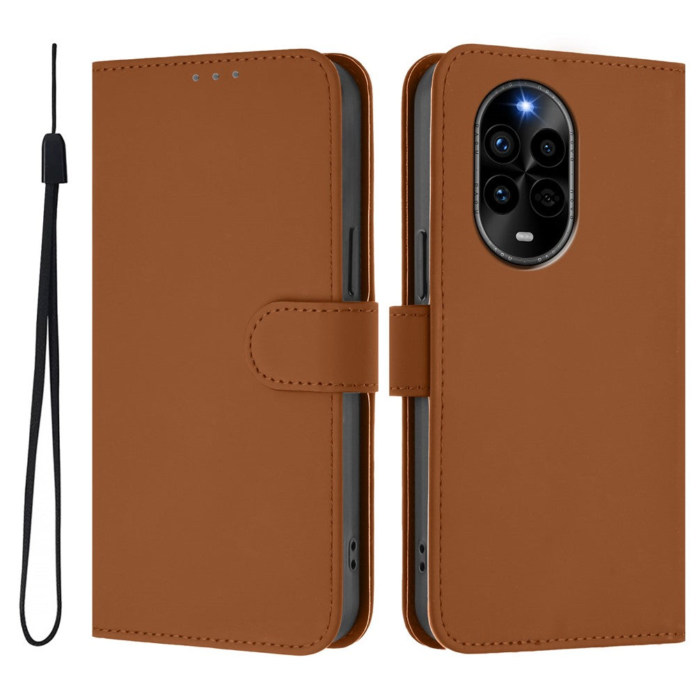 For Huawei nova 13 Pro 5G Case Solid Color Wallet Leather Phone Cover with Strap