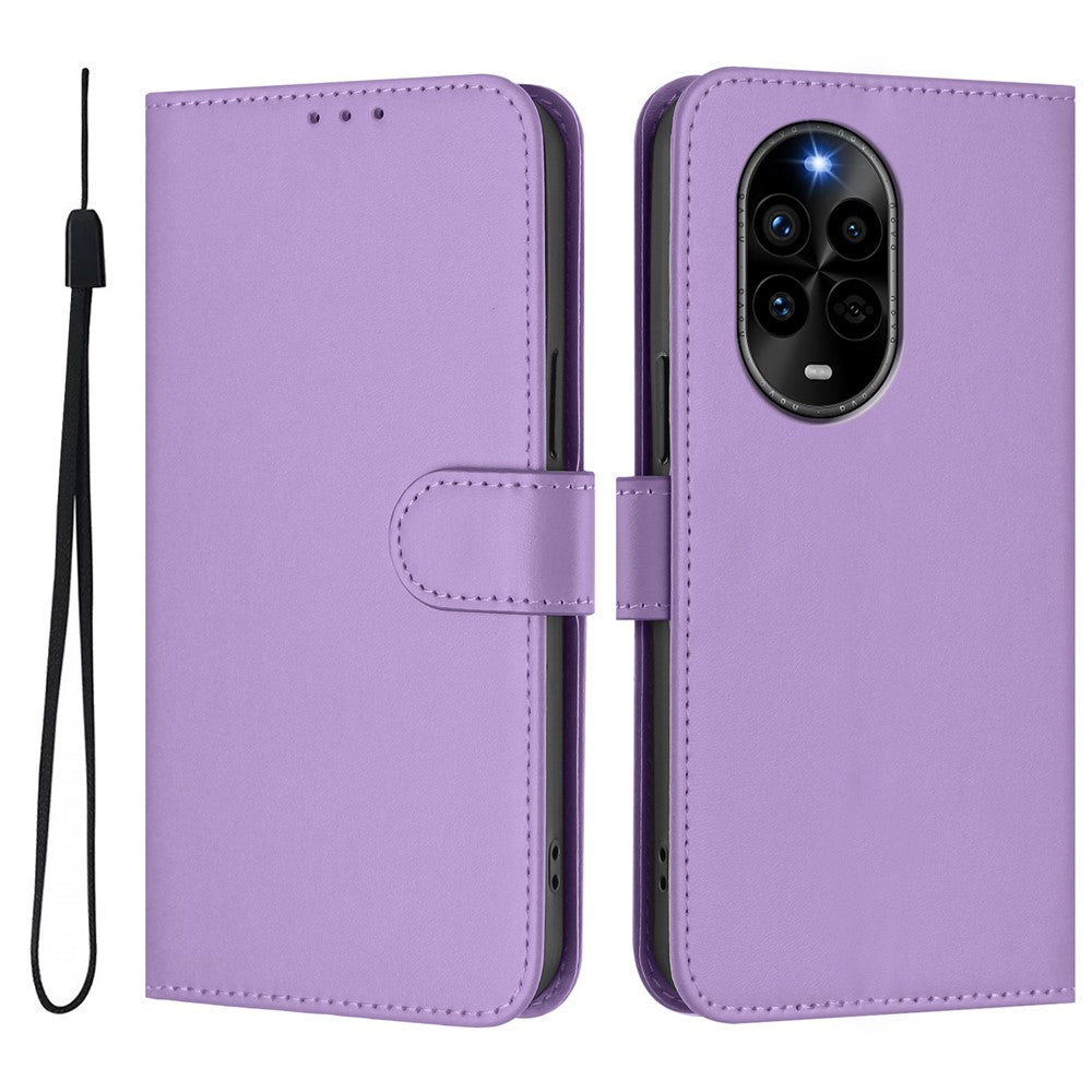 For Huawei nova 13 Pro 5G Case Solid Color Wallet Leather Phone Cover with Strap