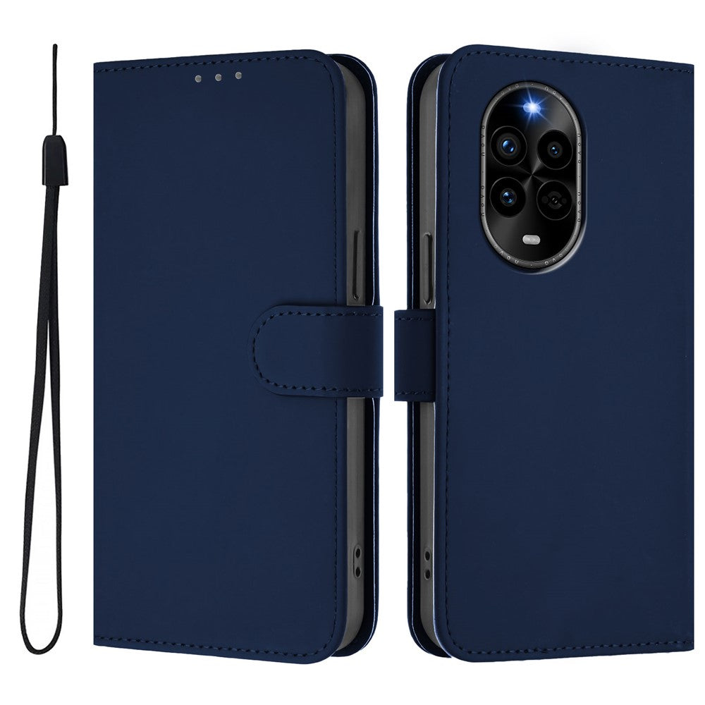 For Huawei nova 13 Pro 5G Case Solid Color Wallet Leather Phone Cover with Strap