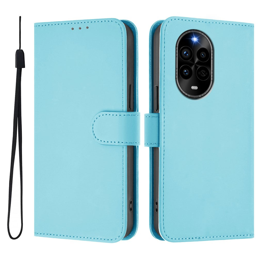For Huawei nova 13 Pro 5G Case Solid Color Wallet Leather Phone Cover with Strap