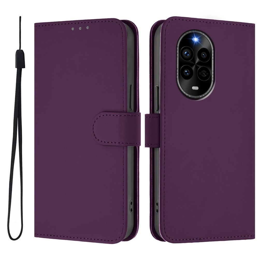 For Huawei nova 13 Pro 5G Case Solid Color Wallet Leather Phone Cover with Strap