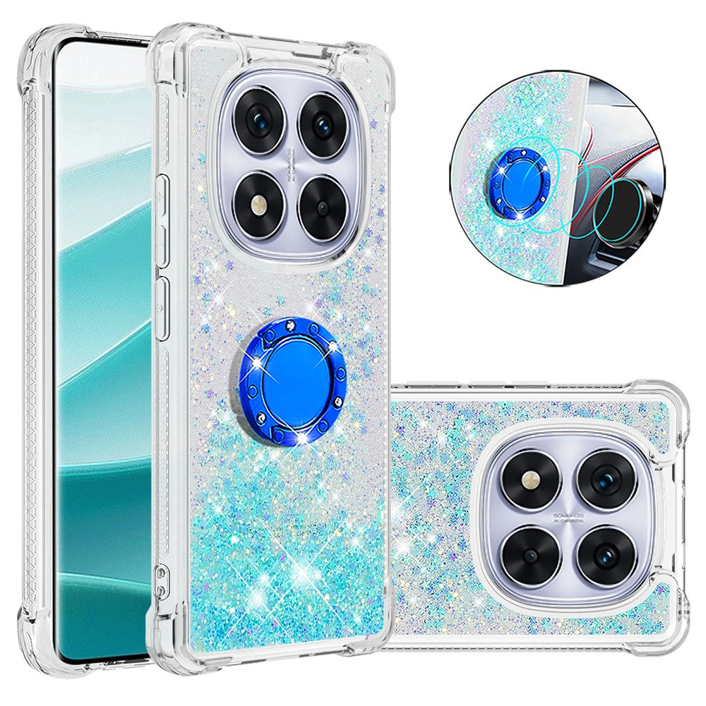 For Xiaomi Redmi Note 14 Pro+ 5G TPU Case with Kickstand Quicksand Shockproof Cover