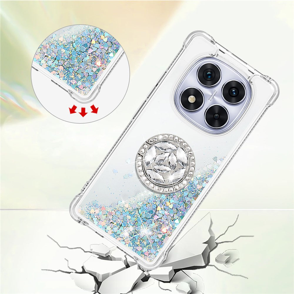 For Xiaomi Redmi Note 14 Pro 5G TPU Case with Kickstand Quicksand Shockproof Cover