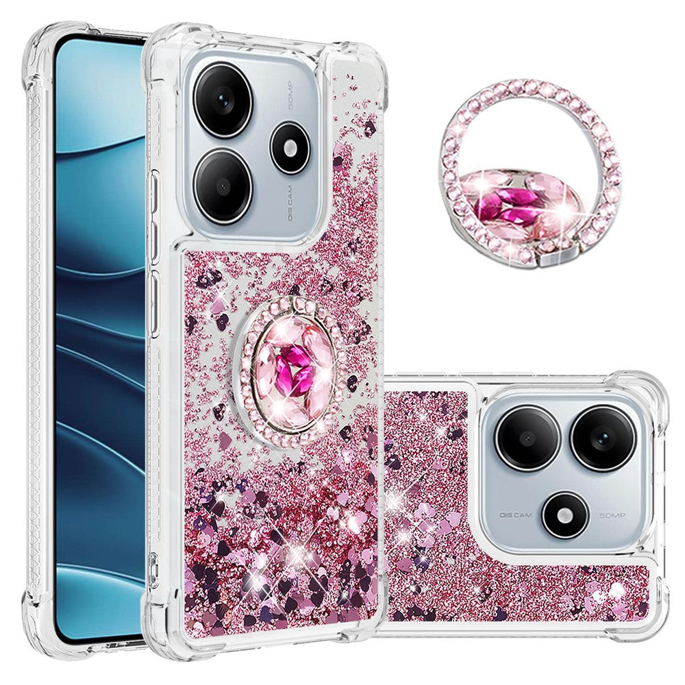 For Xiaomi Redmi Note 14 4G (163.25mm) TPU Case with Kickstand Quicksand Shockproof Cover