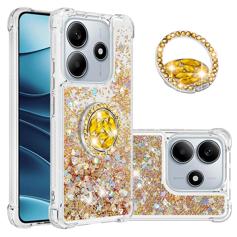For Xiaomi Redmi Note 14 4G (163.25mm) TPU Case with Kickstand Quicksand Shockproof Cover