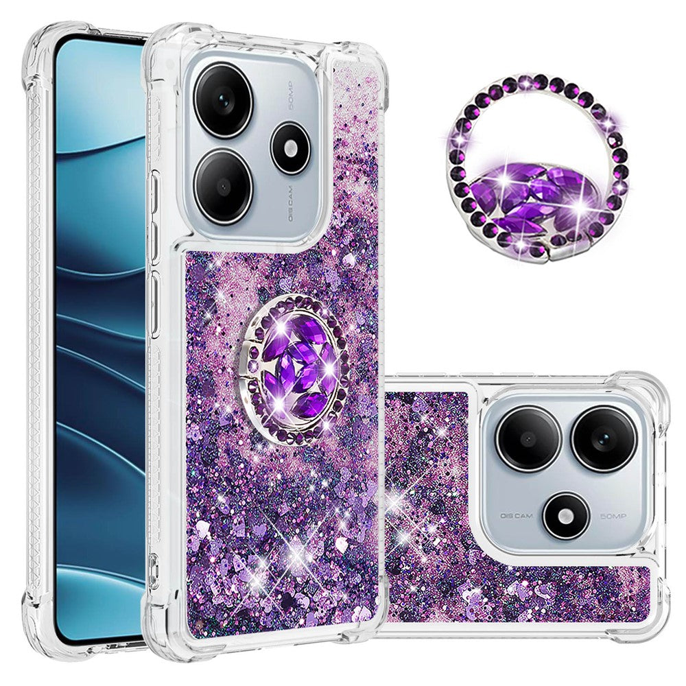 For Xiaomi Redmi Note 14 4G (163.25mm) TPU Case with Kickstand Quicksand Shockproof Cover