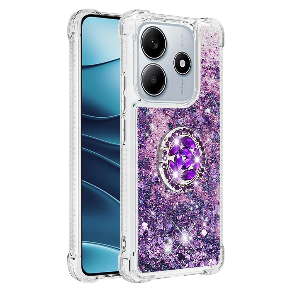 For Xiaomi Redmi Note 14 4G (163.25mm) TPU Case with Kickstand Quicksand Shockproof Cover