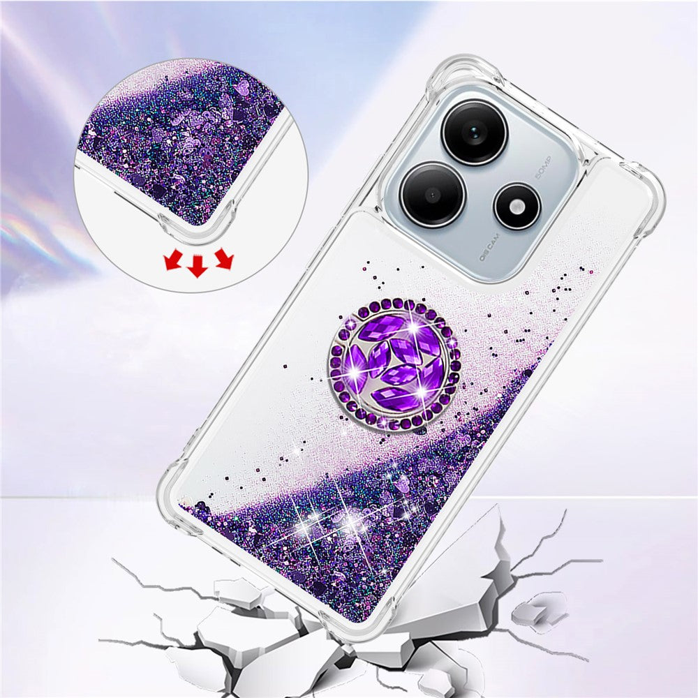 For Xiaomi Redmi Note 14 4G (163.25mm) TPU Case with Kickstand Quicksand Shockproof Cover