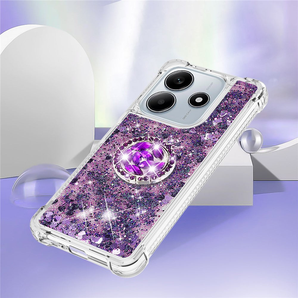 For Xiaomi Redmi Note 14 4G (163.25mm) TPU Case with Kickstand Quicksand Shockproof Cover