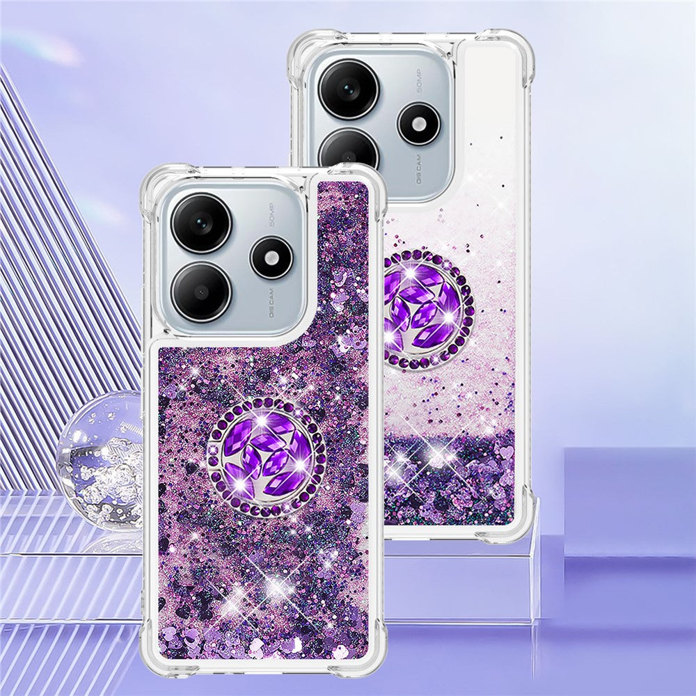 For Xiaomi Redmi Note 14 4G (163.25mm) TPU Case with Kickstand Quicksand Shockproof Cover