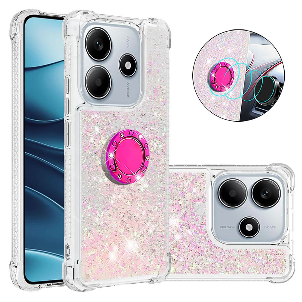 For Xiaomi Redmi Note 14 4G (163.25mm) TPU Case with Kickstand Quicksand Shockproof Cover