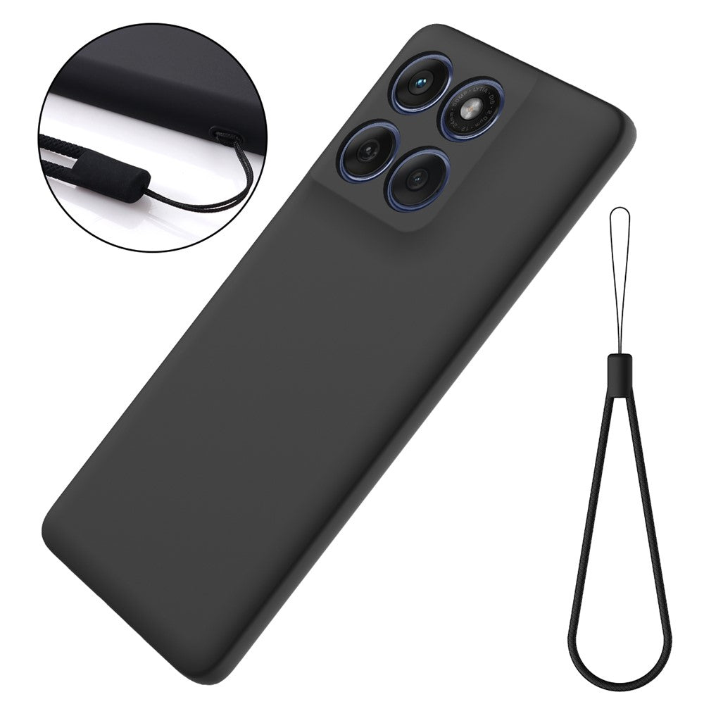 Til Motorola Edge 60 5G / 60 Fusion 5G flydende silikone etui telefon bagcover med håndstrop