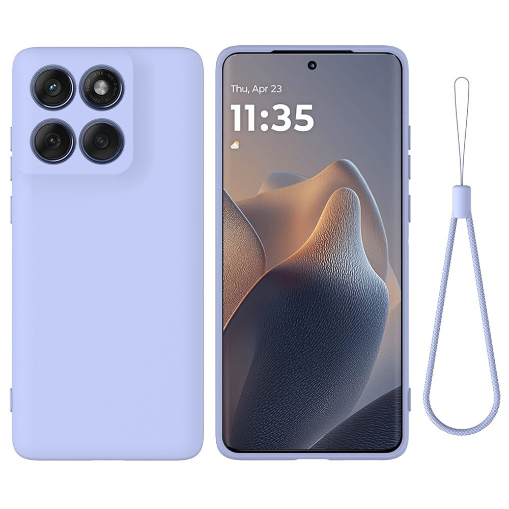 Til Motorola Edge 60 5G / 60 Fusion 5G flydende silikone etui telefon bagcover med håndstrop