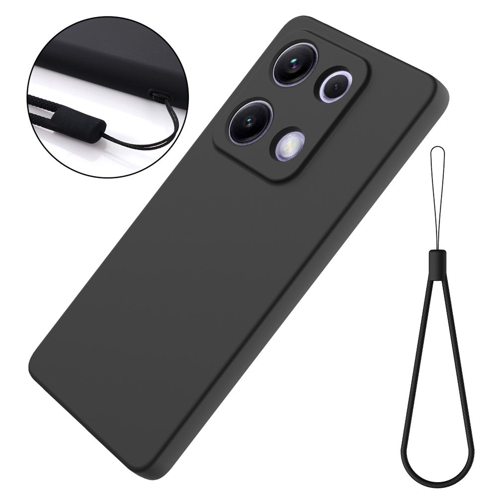 For Xiaomi Redmi Note 14S 4G Liquid Silicone Case Phone Back Cover with Hand Strap