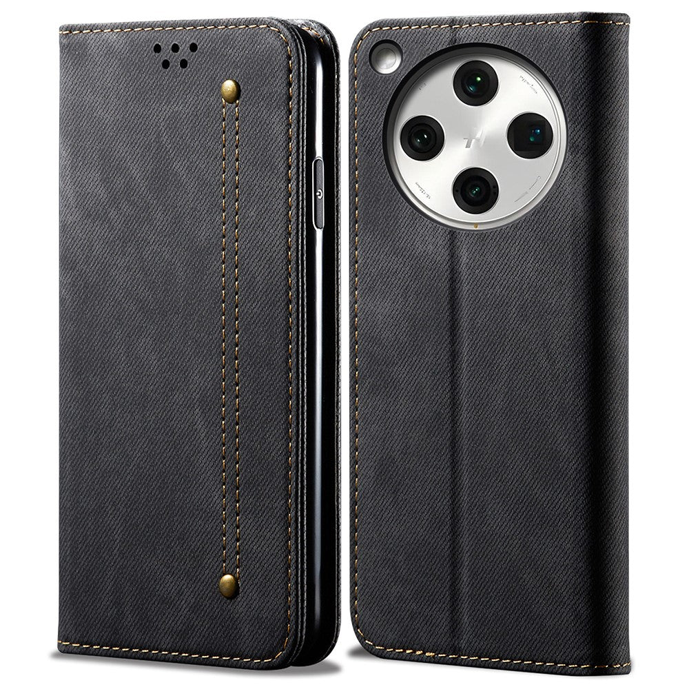 For Oppo Find X8s+ 5G Case Jeans Cloth Texture Anti-Scratch Leather Stand Phone Cover