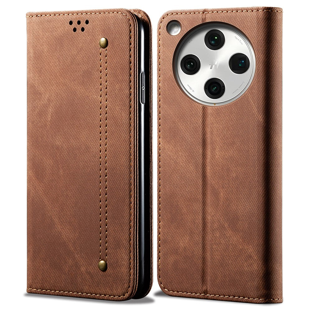 For Oppo Find X8s+ 5G Case Jeans Cloth Texture Anti-Scratch Leather Stand Phone Cover