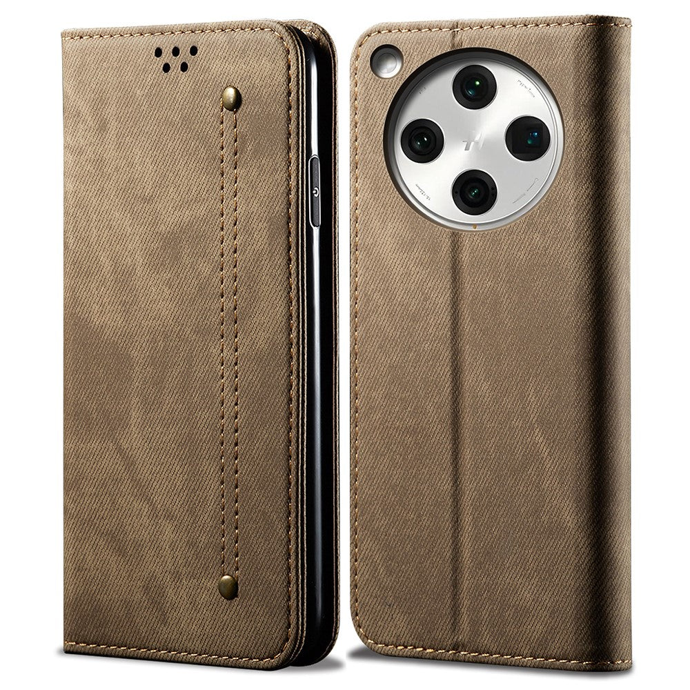 For Oppo Find X8s+ 5G Case Jeans Cloth Texture Anti-Scratch Leather Stand Phone Cover