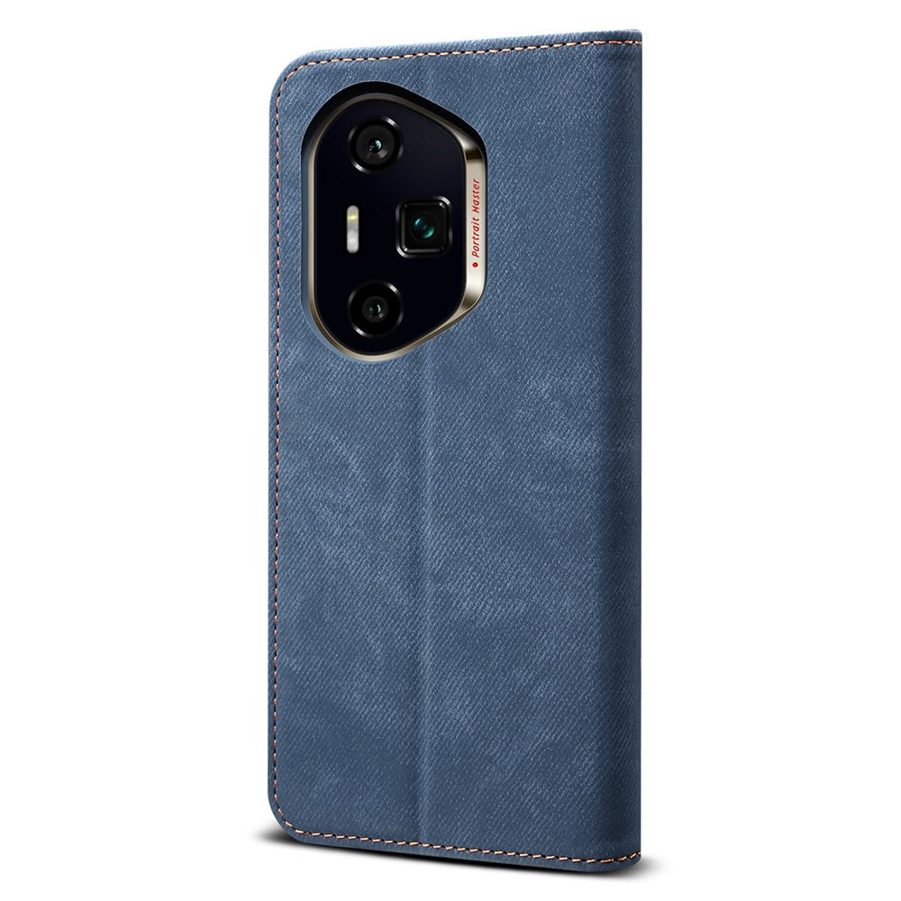 For Honor 400 Pro 5G (Global) Cover Jeans Stof Tekstur Anti-ridse Læder Stander Telefon Cover