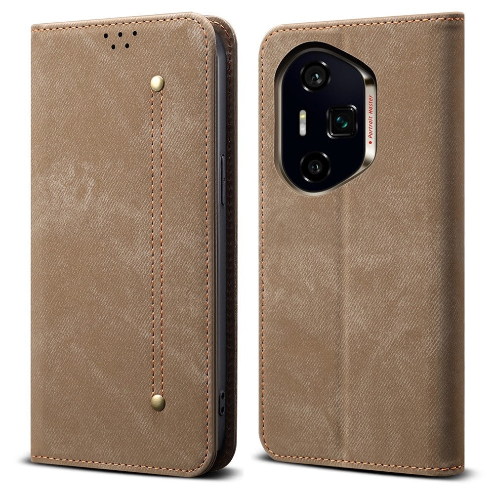 For Honor 400 Pro 5G (Global) Cover Jeans Stof Tekstur Anti-ridse Læder Stander Telefon Cover