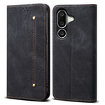 Til Samsung Galaxy M56 5G Etui Jeans Stof Tekstur Anti-ridse Læder Stander Telefon Cover