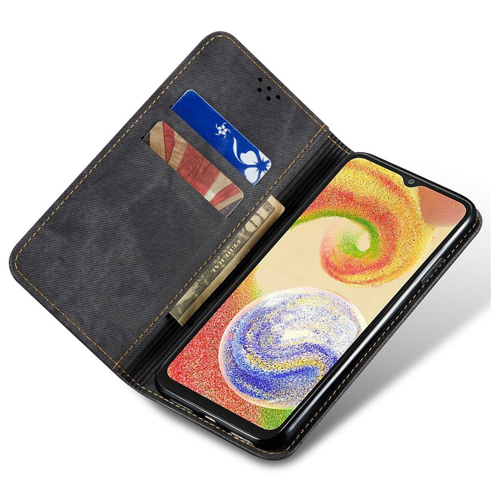 Til Samsung Galaxy M56 5G Etui Jeans Stof Tekstur Anti-ridse Læder Stander Telefon Cover