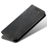 Til Samsung Galaxy M56 5G Etui Jeans Stof Tekstur Anti-ridse Læder Stander Telefon Cover