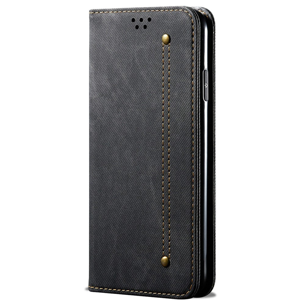 Til Samsung Galaxy M56 5G Etui Jeans Stof Tekstur Anti-ridse Læder Stander Telefon Cover
