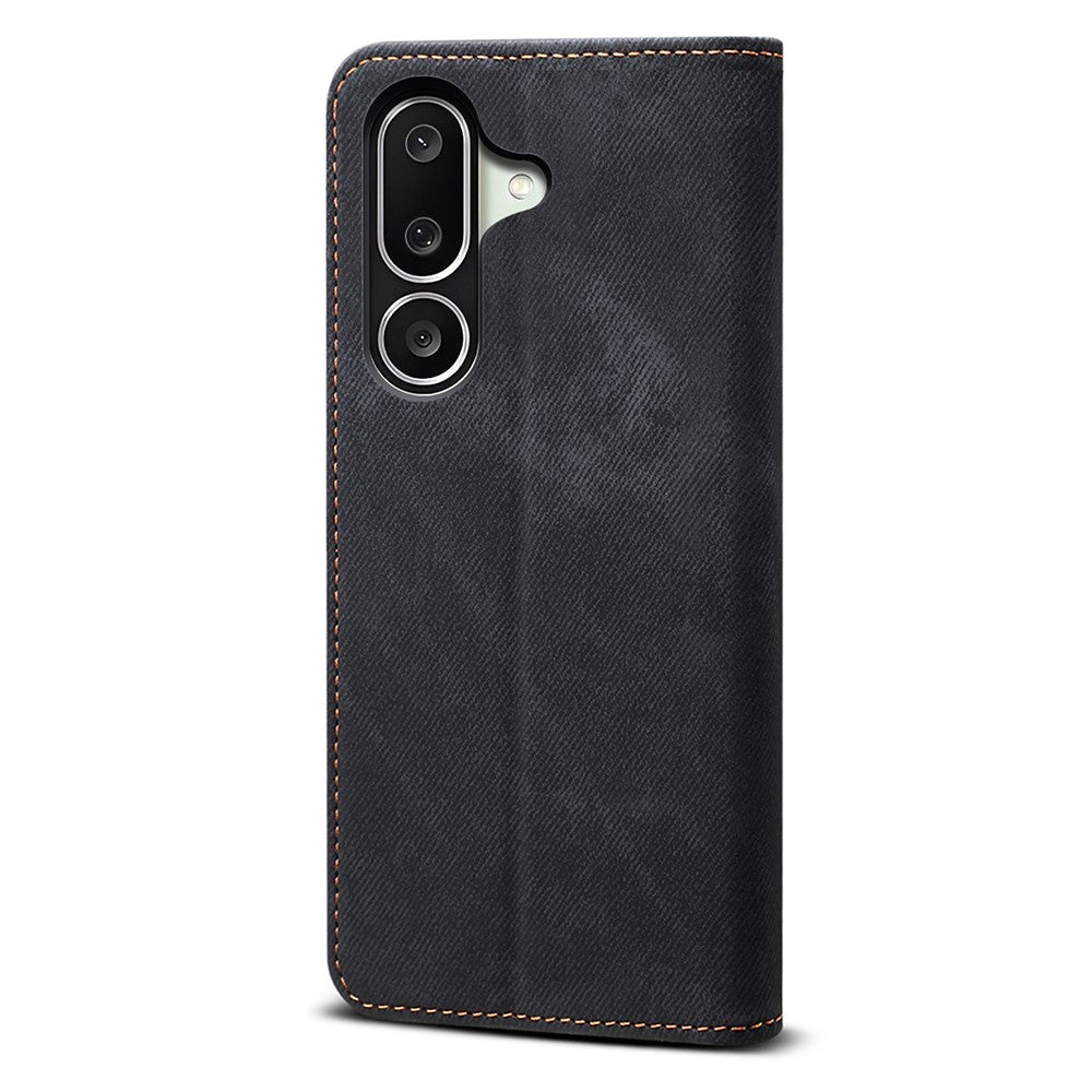 Til Samsung Galaxy M56 5G Etui Jeans Stof Tekstur Anti-ridse Læder Stander Telefon Cover