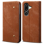 Til Samsung Galaxy M56 5G Etui Jeans Stof Tekstur Anti-ridse Læder Stander Telefon Cover