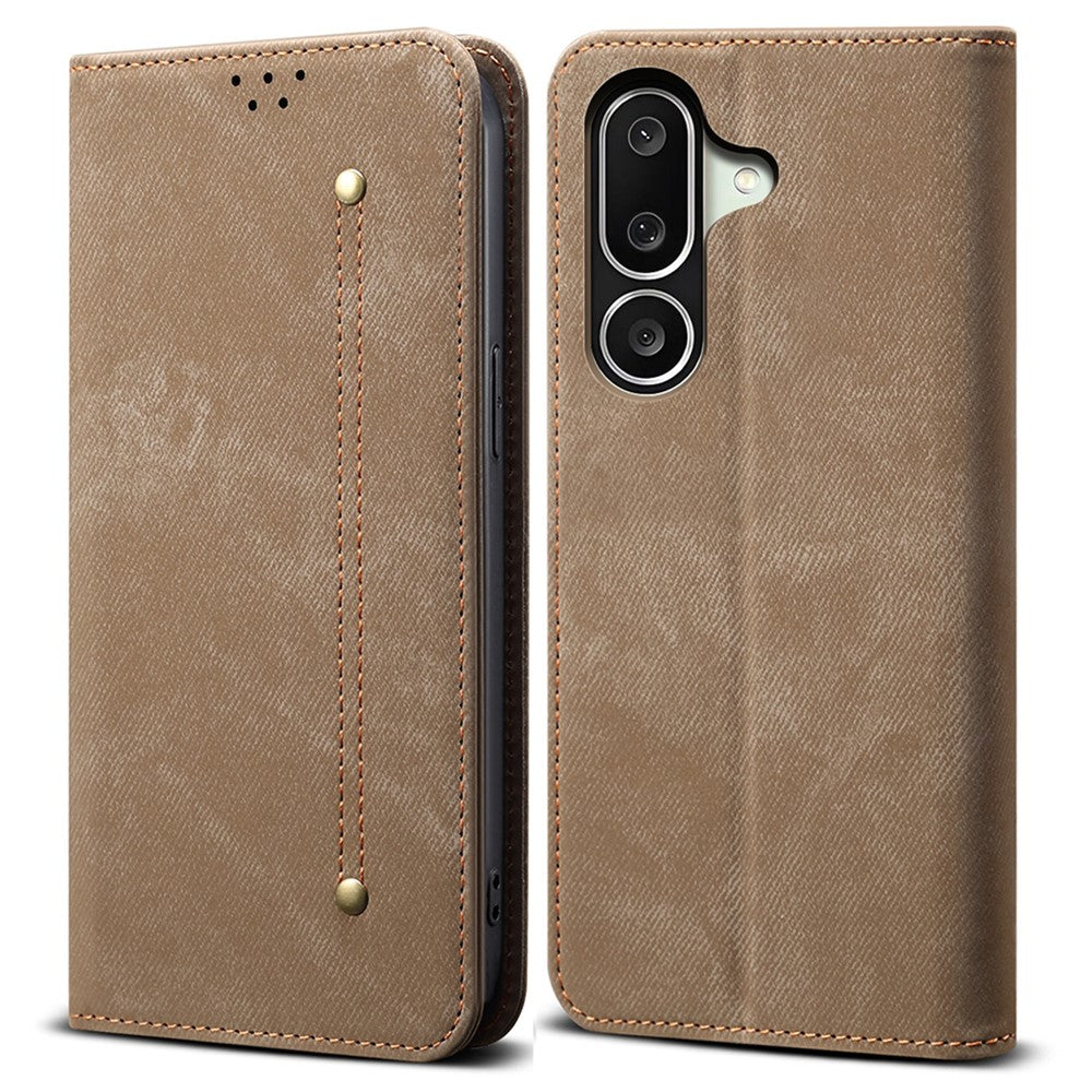 Til Samsung Galaxy M56 5G Etui Jeans Stof Tekstur Anti-ridse Læder Stander Telefon Cover