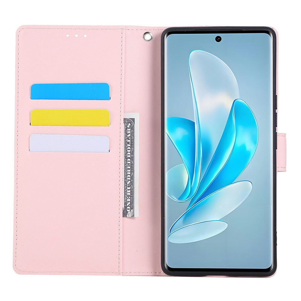PU Leather Case For Oppo A79 5G  /  A2 5G  /  A1S  /  OnePlus Nord N30 SE 5G Rose Flower Wallet Phone Cover with 3 Card Slot