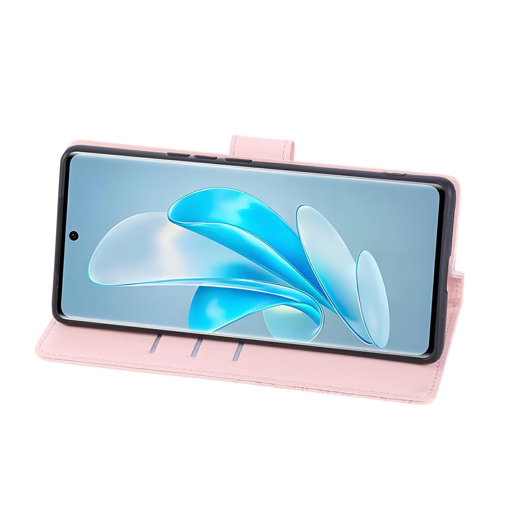 PU Leather Case For Oppo A79 5G  /  A2 5G  /  A1S  /  OnePlus Nord N30 SE 5G Rose Flower Wallet Phone Cover with 3 Card Slot