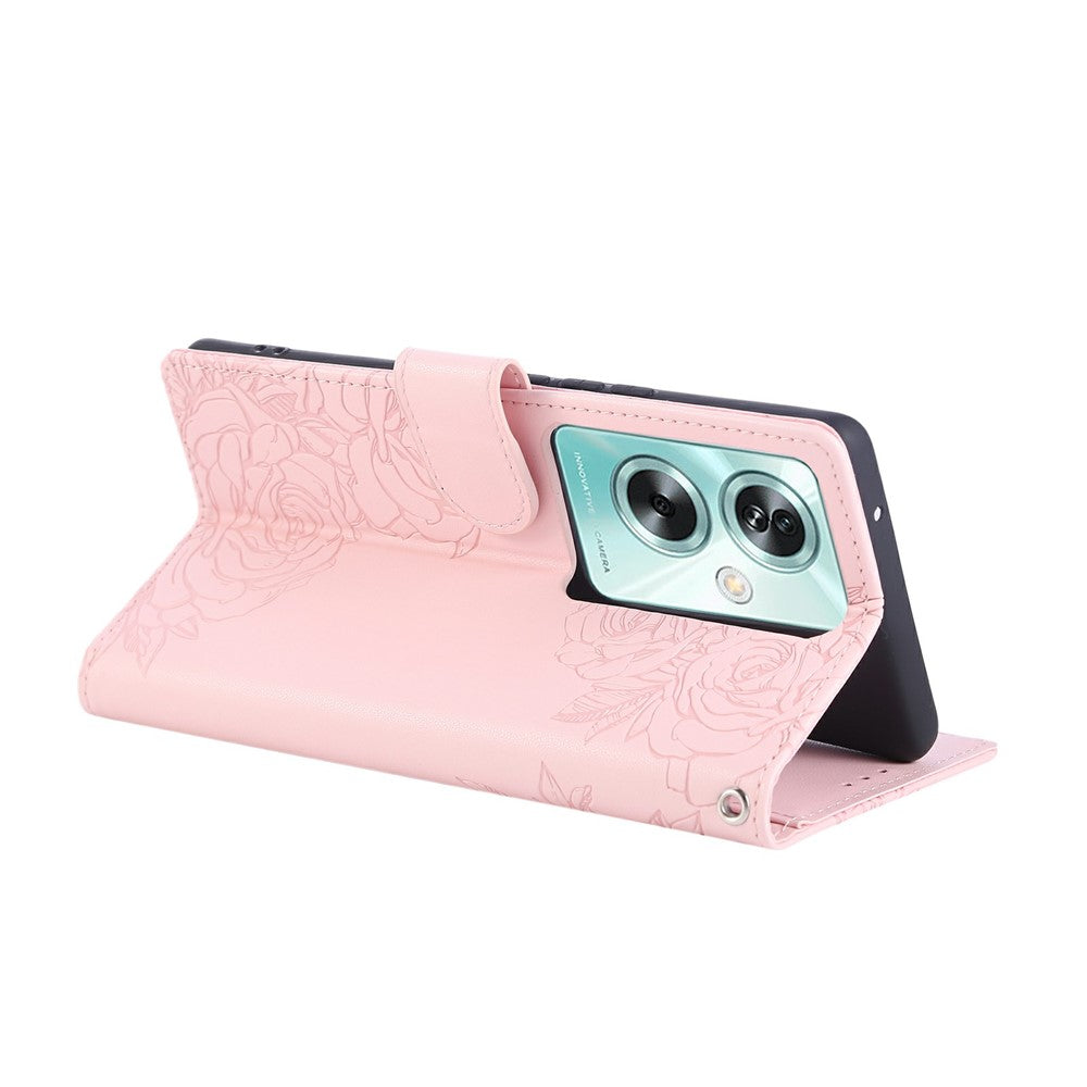 PU Leather Case For Oppo A79 5G  /  A2 5G  /  A1S  /  OnePlus Nord N30 SE 5G Rose Flower Wallet Phone Cover with 3 Card Slot