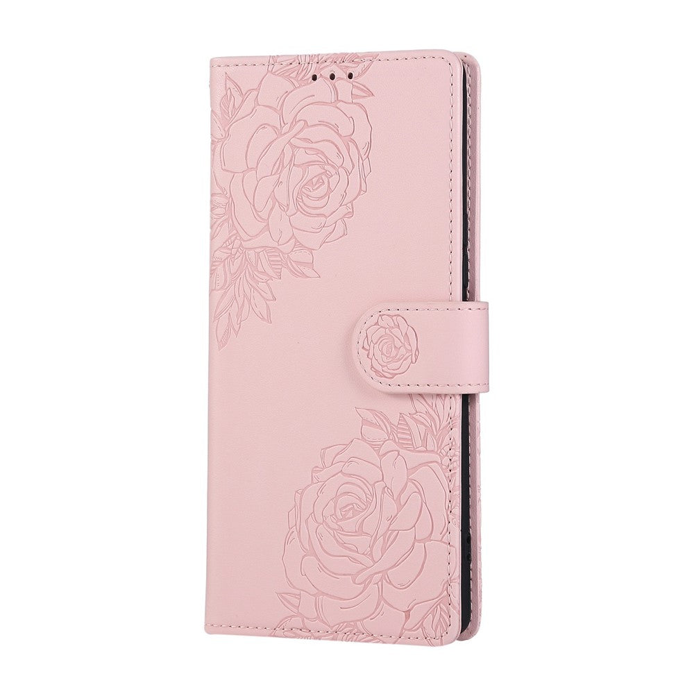 PU Leather Case For Oppo A79 5G  /  A2 5G  /  A1S  /  OnePlus Nord N30 SE 5G Rose Flower Wallet Phone Cover with 3 Card Slot
