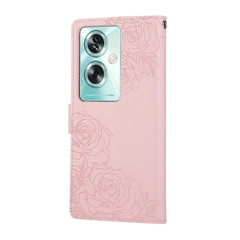 PU Leather Case For Oppo A79 5G  /  A2 5G  /  A1S  /  OnePlus Nord N30 SE 5G Rose Flower Wallet Phone Cover with 3 Card Slot