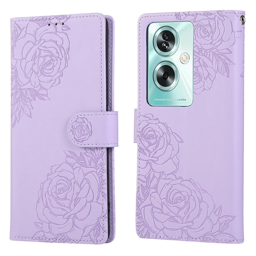PU Leather Case For Oppo A79 5G  /  A2 5G  /  A1S  /  OnePlus Nord N30 SE 5G Rose Flower Wallet Phone Cover with 3 Card Slot