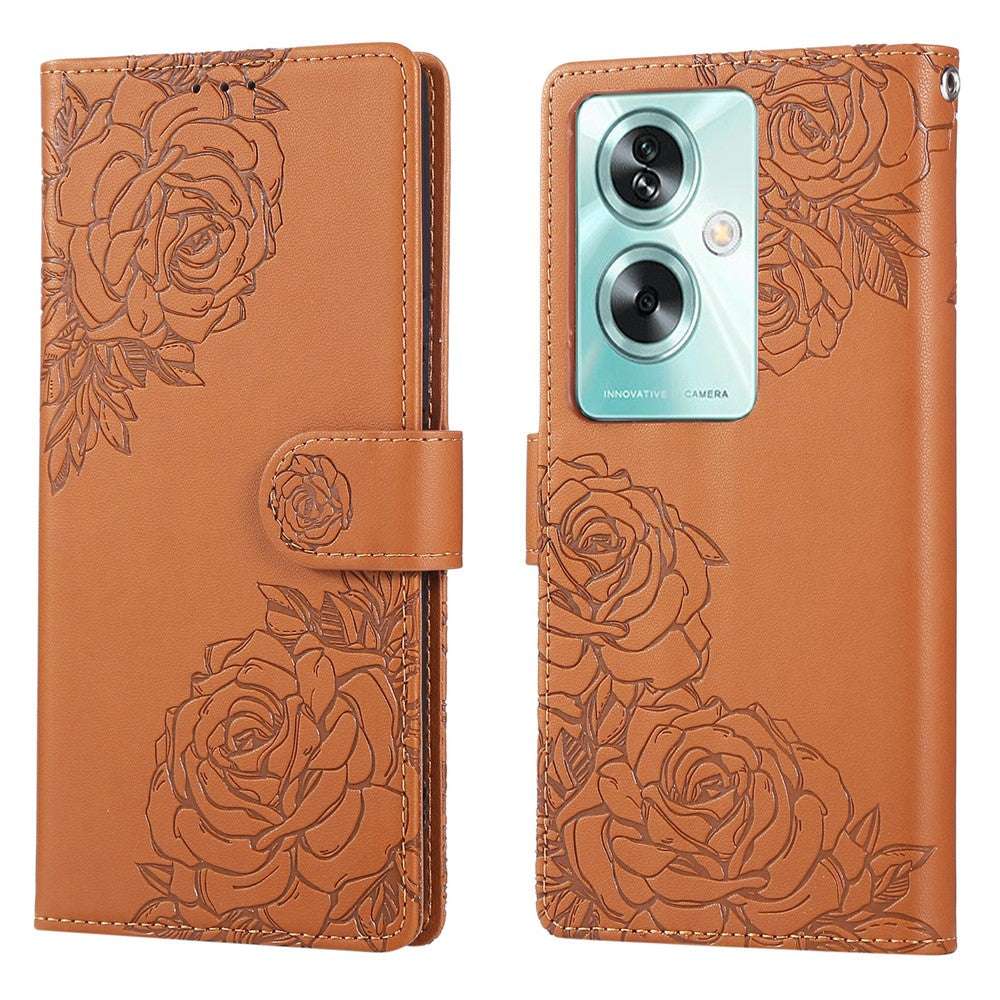 PU Leather Case For Oppo A79 5G  /  A2 5G  /  A1S  /  OnePlus Nord N30 SE 5G Rose Flower Wallet Phone Cover with 3 Card Slot