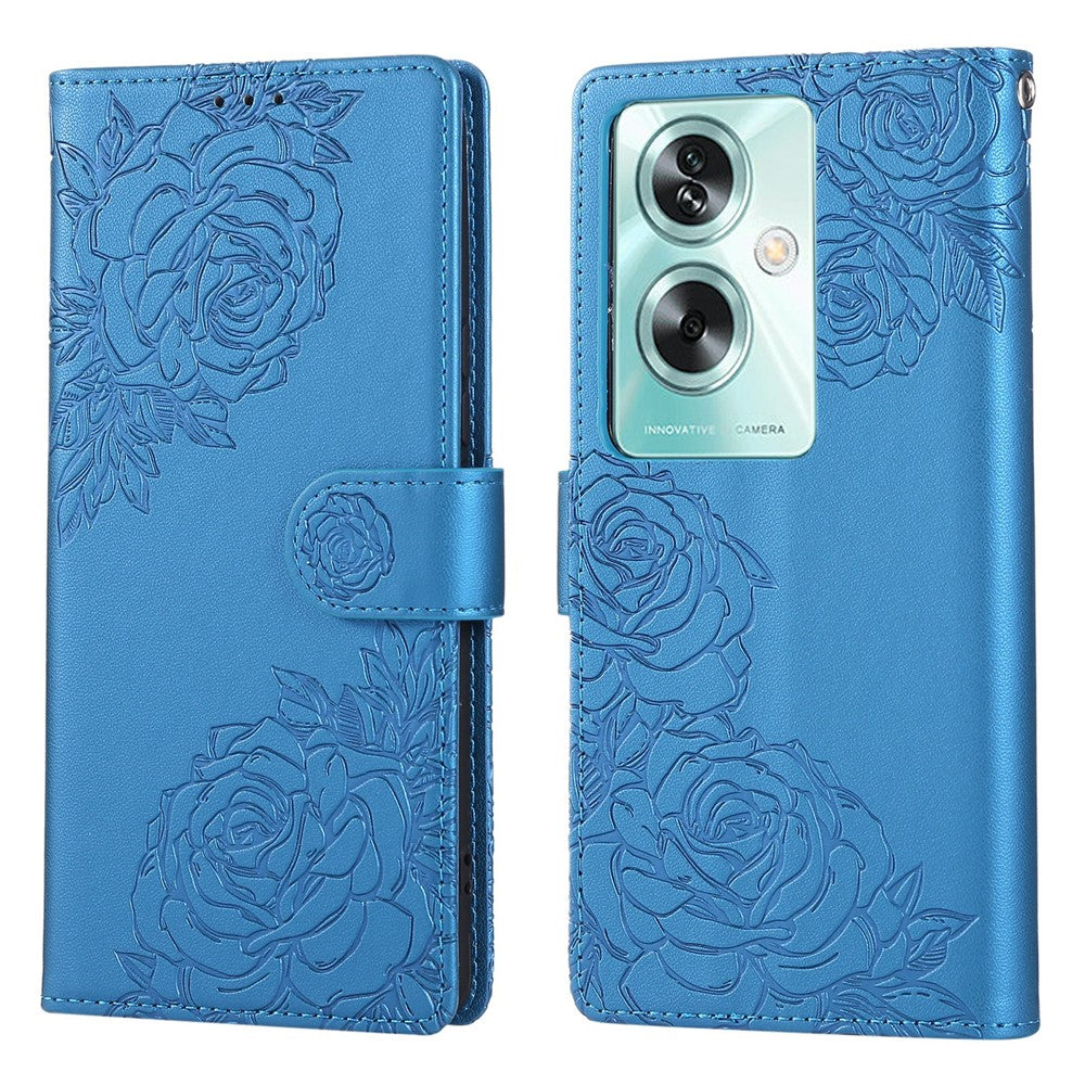 PU Leather Case For Oppo A79 5G  /  A2 5G  /  A1S  /  OnePlus Nord N30 SE 5G Rose Flower Wallet Phone Cover with 3 Card Slot