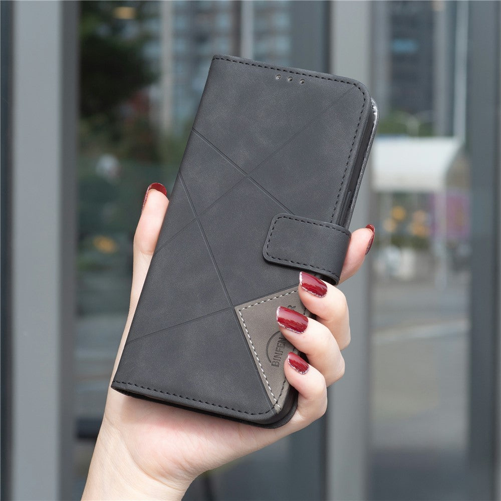 BINFEN COLOR For Honor 400 Lite 5G Phone Case Wallet Stand Geometry Imprinted Leather Cover