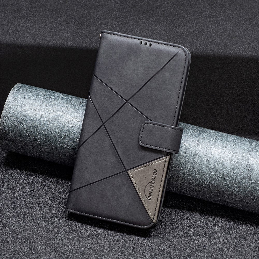 BINFEN COLOR For Honor 400 Lite 5G Phone Case Wallet Stand Geometry Imprinted Leather Cover