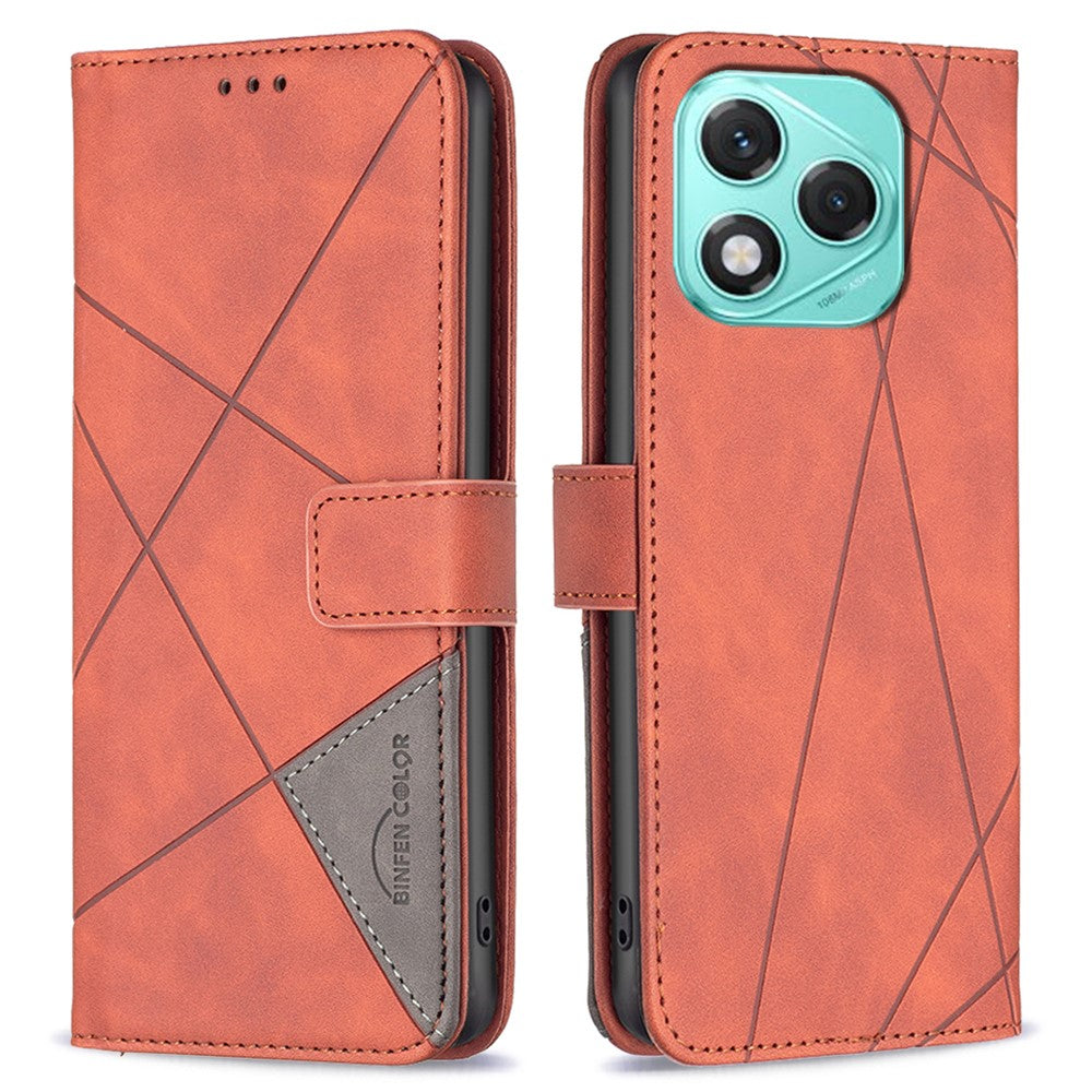 BINFEN COLOR For Honor 400 Lite 5G Phone Case Wallet Stand Geometry Imprinted Leather Cover