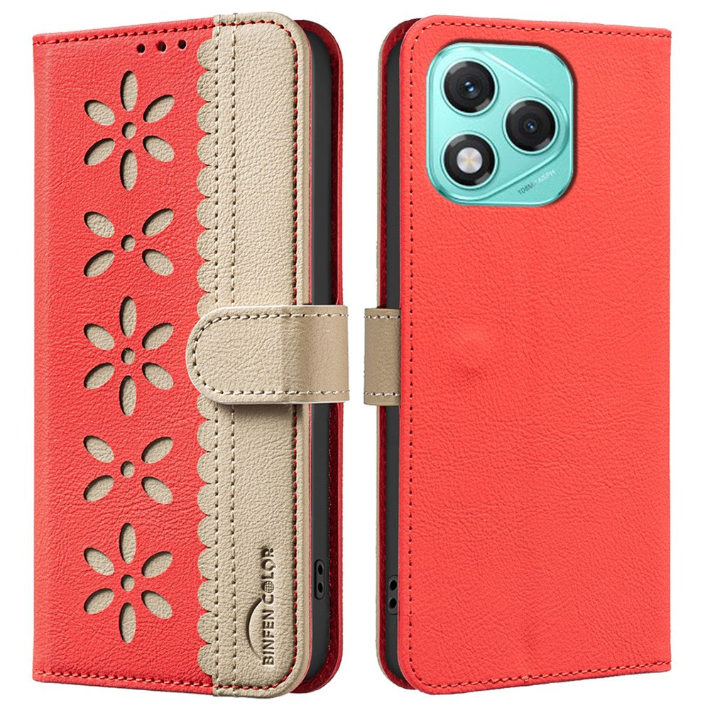 BINFEN COLOR BF36 For Honor 400 Lite 5G Leather Case Floral Pattern Phone Cover RFID Blocking Wallet Stand