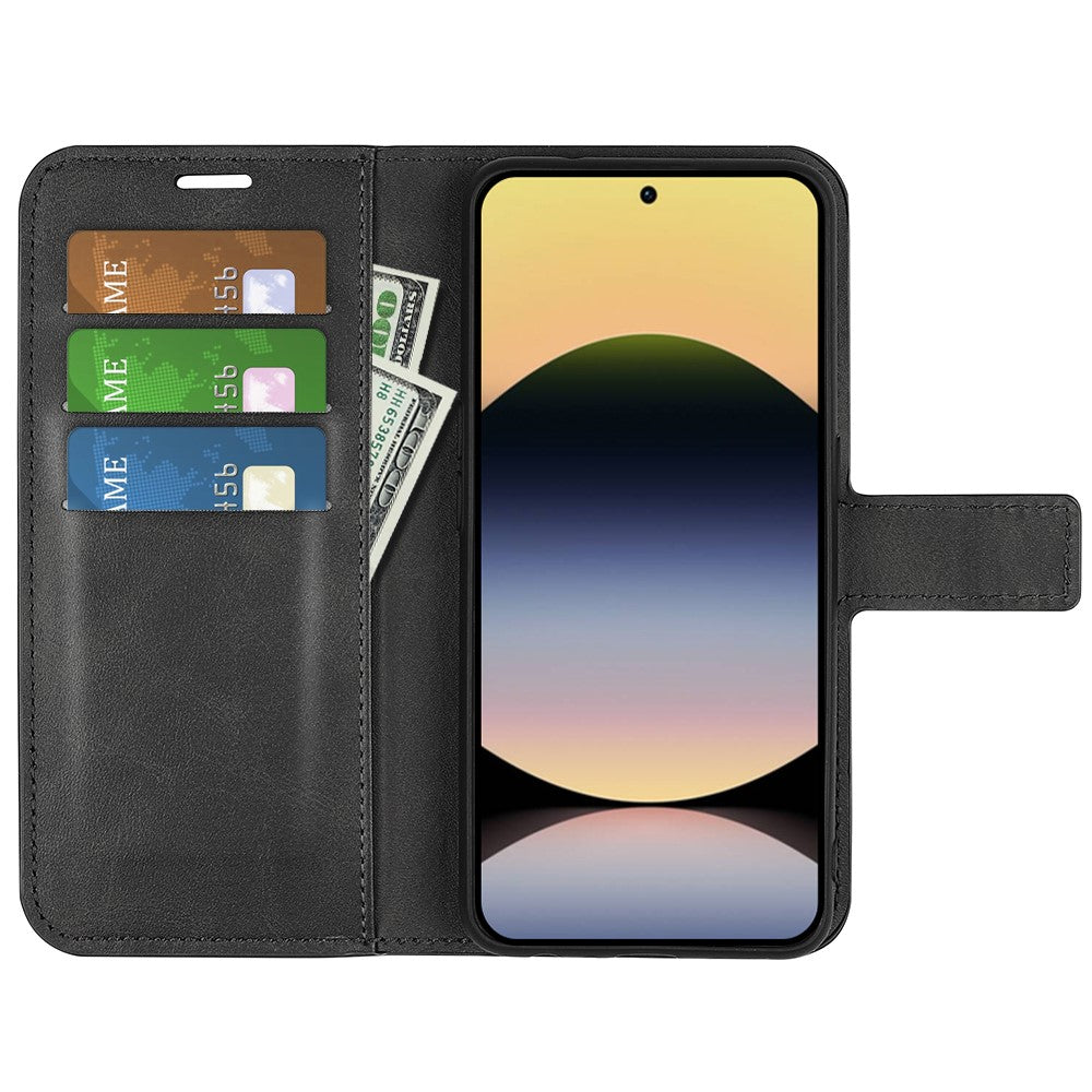 For Xiaomi Redmi Note 14S 4G Stand Case Anti-Scratch Calf Texture Leather Phone Cover