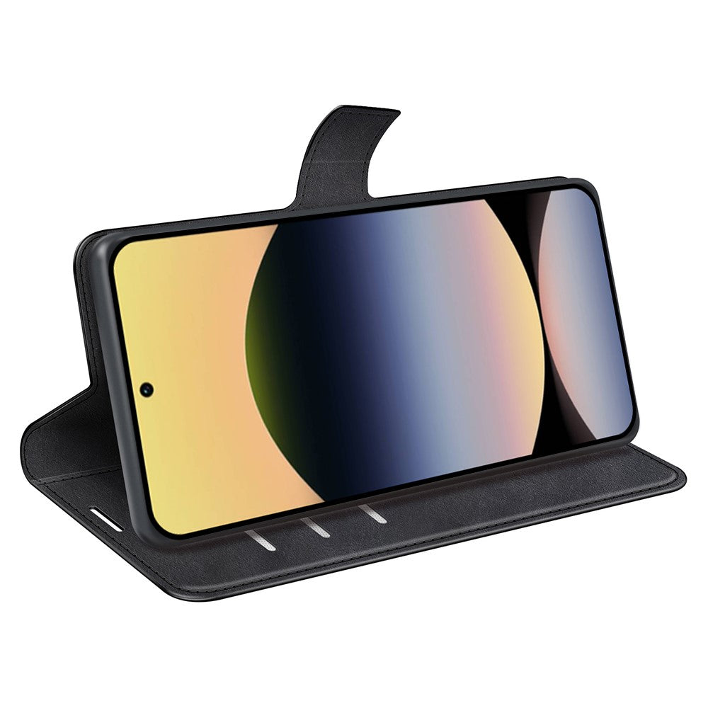 For Xiaomi Redmi Note 14S 4G Stand Case Anti-Scratch Calf Texture Leather Phone Cover