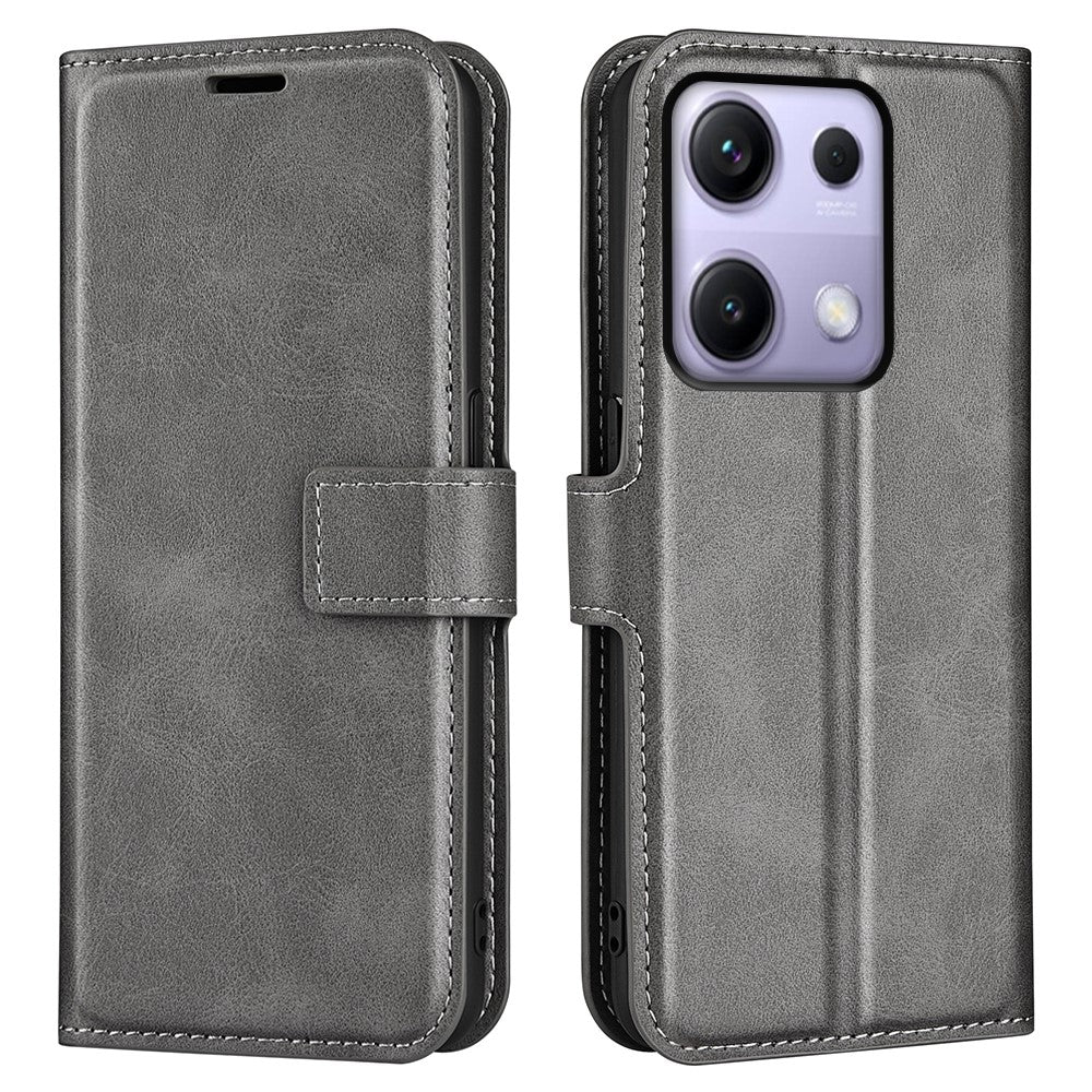 For Xiaomi Redmi Note 14S 4G Stand Case Anti-Scratch Calf Texture Leather Phone Cover