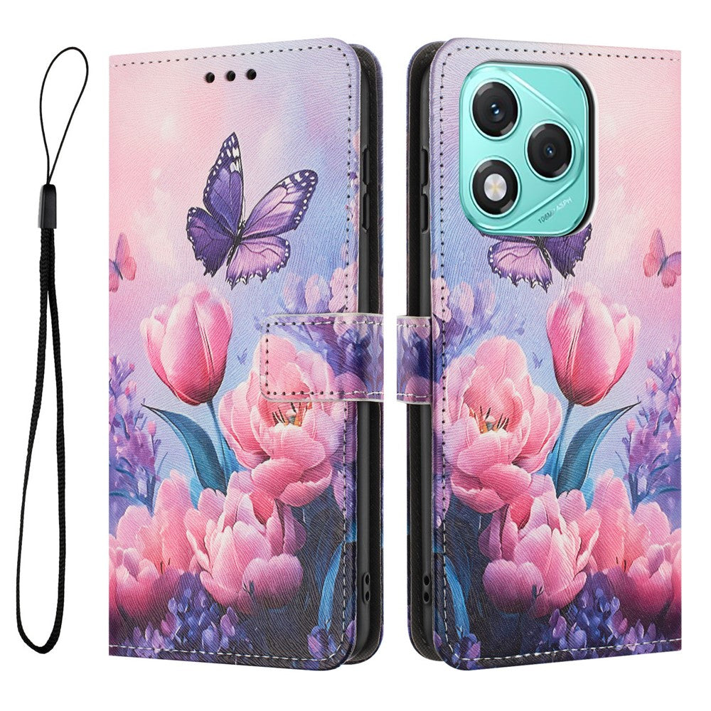 YX-2501 Pung Etui til Honor 400 Lite 5G Mønstertryk PU Læder Telefoncover med Snor