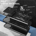 For Honor 400 Lite 5G Case with Slide Camera Lid PC + TPU Kickstand Phone Cover