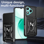 For Honor 400 Lite 5G Case with Slide Camera Lid PC + TPU Kickstand Phone Cover